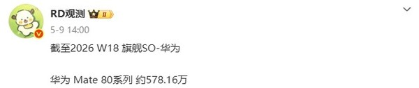 华为Mate 80系列销量迈向600万台大关 上市仅5个月