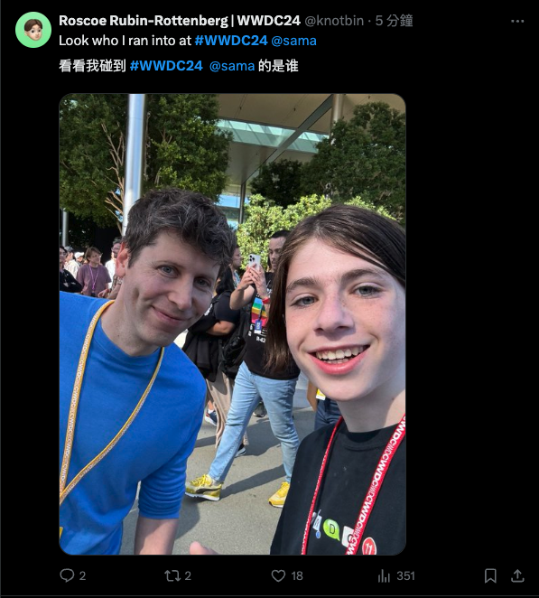 OpenAI创始人亮相WWDC24现场