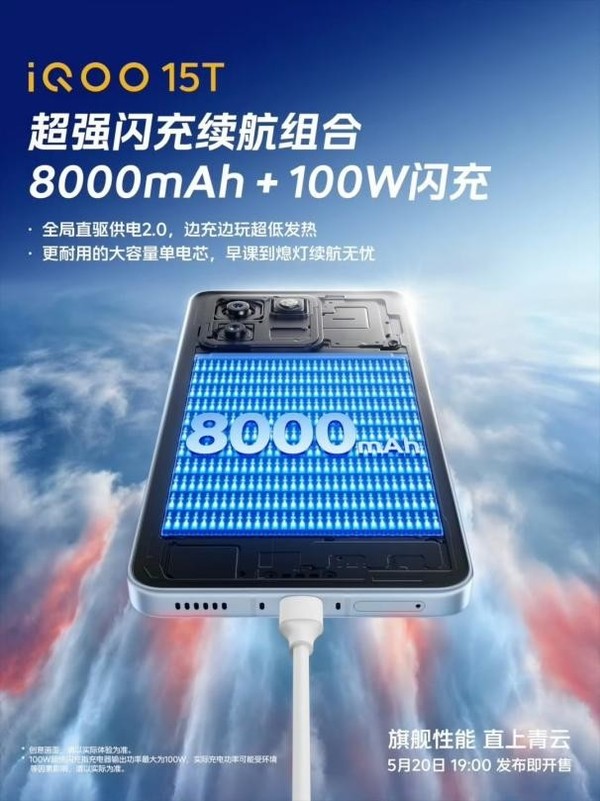 iQOO 15T官宣搭载2亿大底超级主摄 还有8000mAh大电池