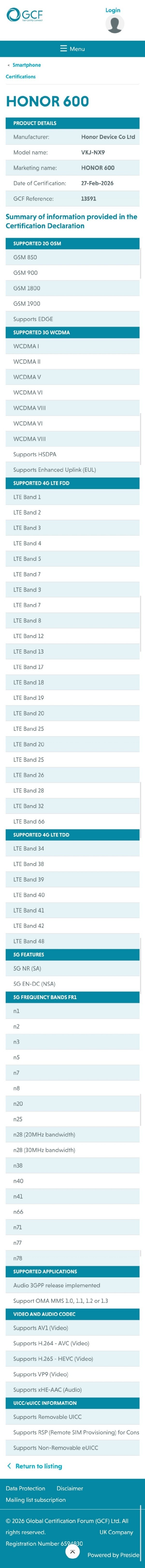 荣耀600系列通过海外GCF认证 IP68/69防尘防水加持