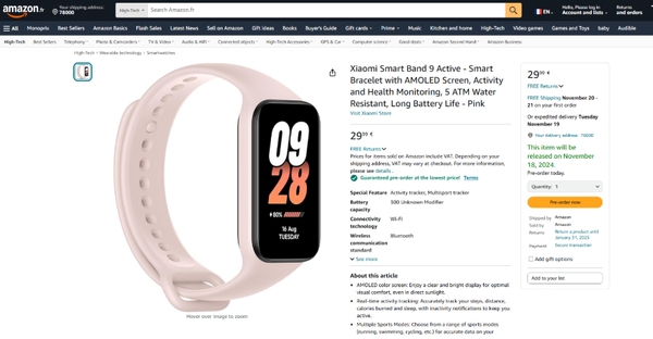 小米手环9 Active价格和规格曝光 续航14天 约售230元