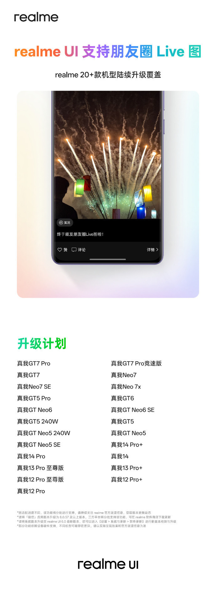 真我realme UI 6.0支持朋友圈实况照片 适配20+款机型