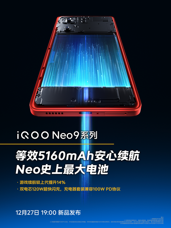 最强电竞直屏 iQOO Neo9系列将标配1.5K 144Hz 8T屏