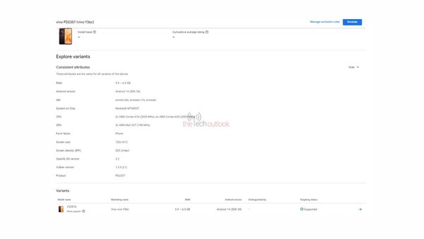 vivo Y36系列新机现身Geekbench 搭载联发科天玑芯片
