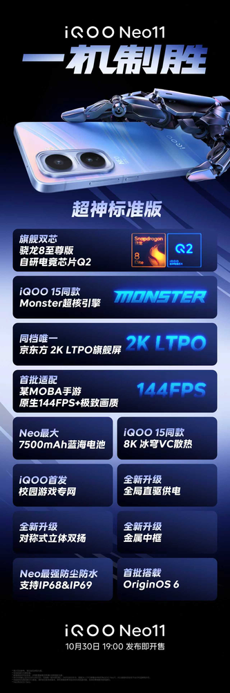 最强标准版同档最全面 2K屏性能旗舰iQOO Neo11将发布