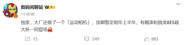 曝vivo运动相机排期明年上半年 或携X300 Ultra亮相