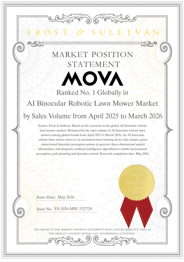沙利文最新市场地位声明发布,MOVA割草机器人登顶全球智能割草赛道!