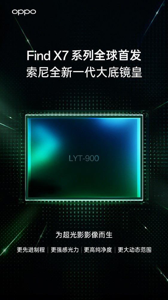 官宣！OPPO Find X7系列首发索尼一英寸LYT-900大底