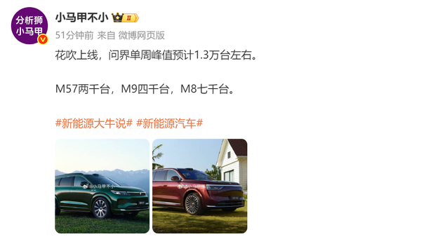 预计问界一周可交付1.3万辆汽车 提前锁定新势力第一?