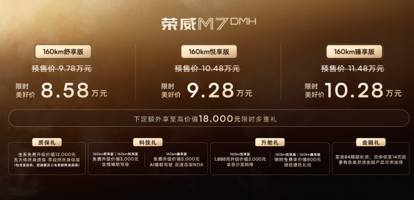 8.58万起售！荣威M7 DMH杀入中大型混动轿车市场