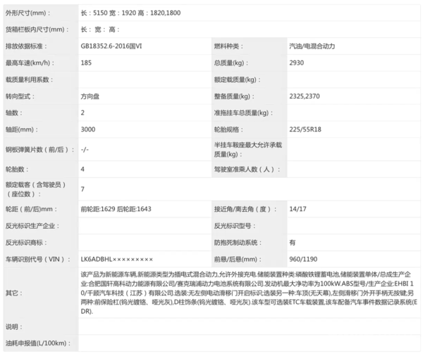 五菱星光M全新MPV申报图公布 纯电续航里程170km
