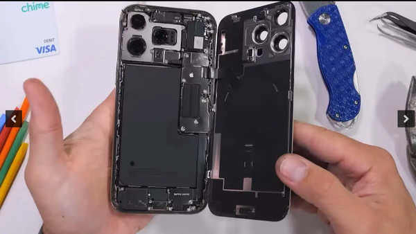 国外博主拆解iPhone 16 Pro系列 Max缺少金属电池外壳 　　　