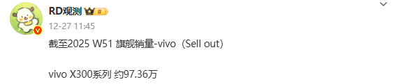 vivo X300系列手机最新销量数据曝光 已突破97万台