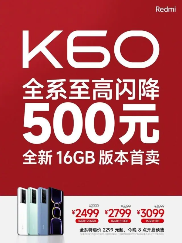 降价大法好！Redmi K60昨日预售销量是主要竞品15倍