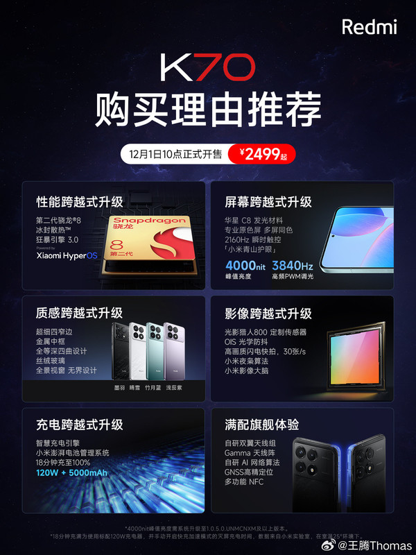 曝Redmi K70和K70 Pro销量大约为3:1 价格才是王道