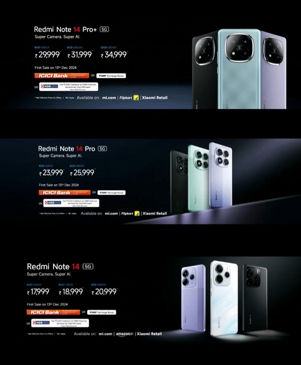 REDMI&nbsp;Note 14系列印度价格