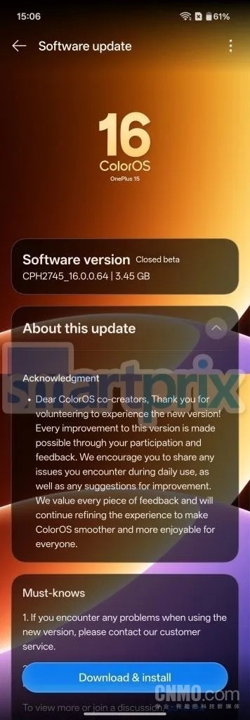 一加15运行ColorOS 16界面曝光:液态玻璃UI+弹性动效