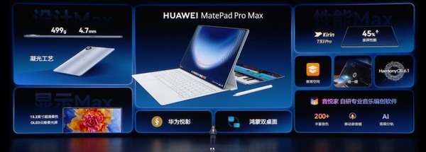 华为MatePad Pro Max发布 配10400mAh电池 悦享款5999元起