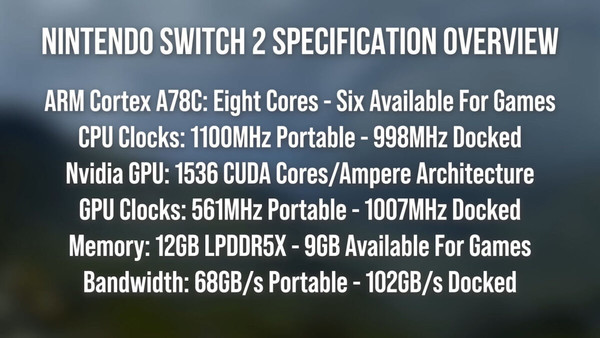 任天堂Switch 2规格曝光 12GB内存 性能最高4.3TFLOPS