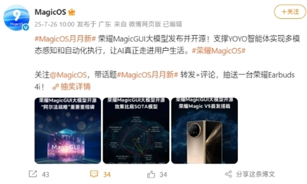 荣耀发布开源MagicGUI大模型,Magic V5首发实现跨设备智能自动化