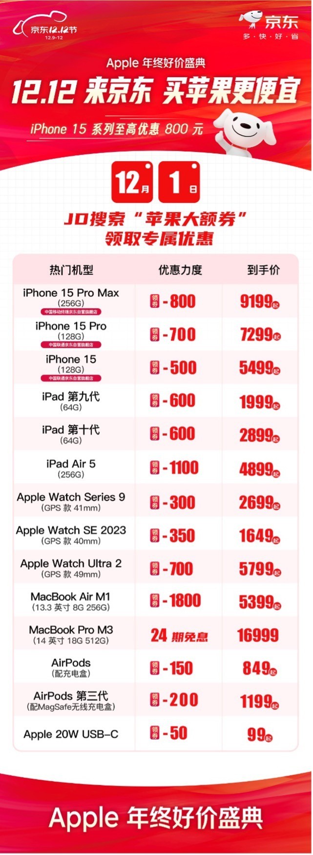 年底买iPhone认准京东12.12 iPad Air 5至高优惠1100元