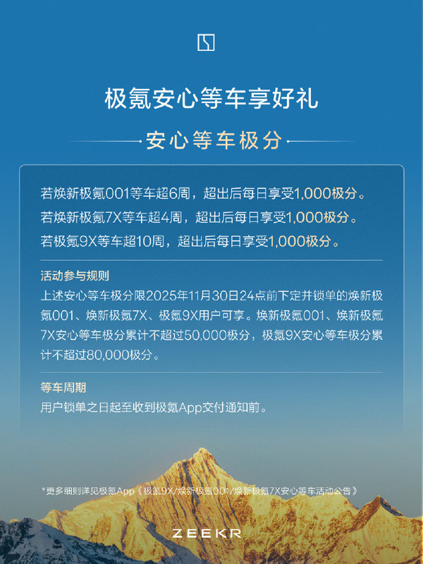 极氪公布跨年购置税补贴方案 覆盖全系车型至高1.5万