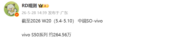 曝vivo S50系列销量突破260万台 S60系列明日发布