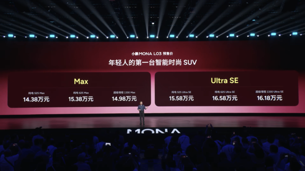 小鹏MONA首款SUV MONA L03开启预售 价格14.38万元起