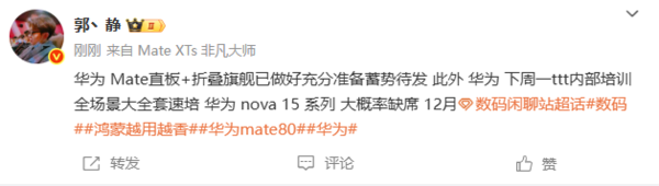档期排满!曝华为nova 15系列大概率无缘12月发布